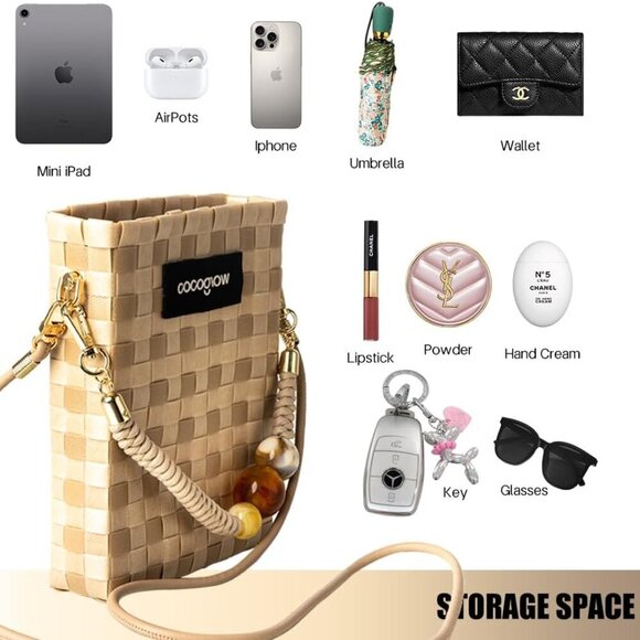 Chic Hand-Woven Khaki Crossbody Bag - Lightweight & Stylish Everyday Purse - Picture 6 of 7